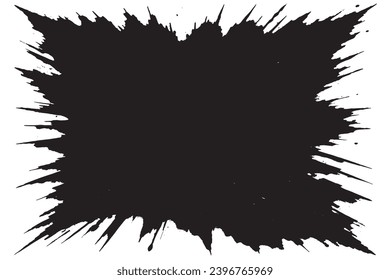 black paint grungy texture on white background, vector image of black paint splash texture

