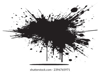 black paint grungy texture on white background, vector image of black paint splash texture
