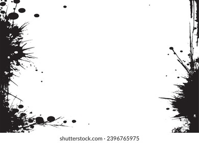 black paint grungy texture on white background, vector image of black paint splash texture
