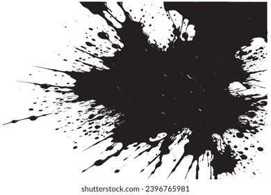 black paint grungy texture on white background, vector image of black paint splash texture
