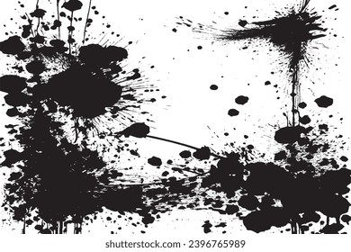 pintura negra textura gruesa sobre fondo blanco, imagen vectorial de la textura de salpicadura de pintura negra
