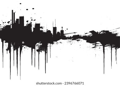 black paint grungy texture on white background, vector image of black paint splash texture