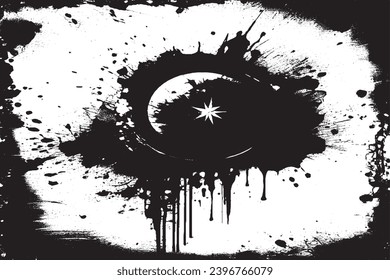 black paint grungy texture on white background, vector image of black paint splash texture