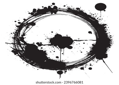 black paint grungy texture on white background, vector image of black paint splash texture