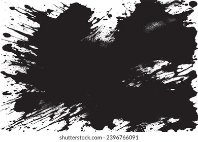 pintura negra textura gruesa sobre fondo blanco, imagen vectorial de la textura de salpicadura de pintura negra