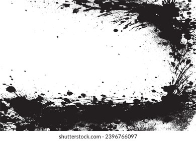 black paint grungy texture on white background, vector image of black paint splash texture