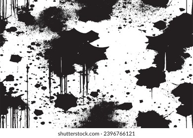 black paint grungy texture on white background, vector image of black paint splash texture