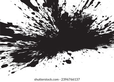 black paint grungy texture on white background, vector image of black paint splash texture