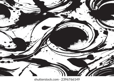 black paint grungy texture on white background, vector image of black paint splash texture
