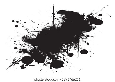 black paint grungy texture on white background, vector image of black paint splash texture