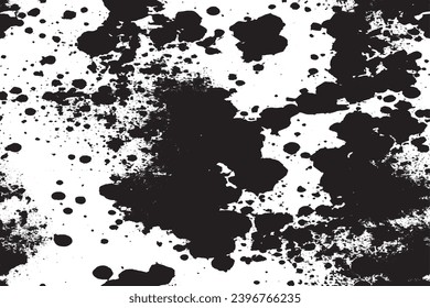black paint grungy texture on white background, vector image of black paint splash texture