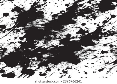 pintura negra textura gruesa sobre fondo blanco, imagen vectorial de la textura de salpicadura de pintura negra