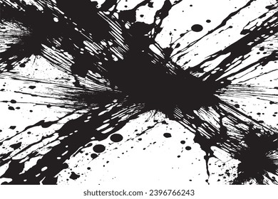 black paint grungy texture on white background, vector image of black paint splash texture