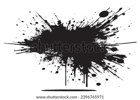 black paint grungy texture on white background, vector image of black paint splash texture
