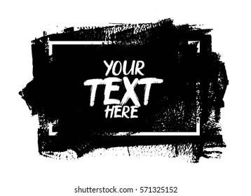 Black paint, ink  background. Dirty artistic design element, box, frame and place for text.