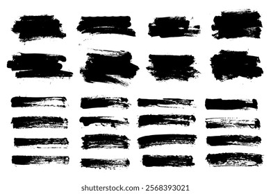 Black paint ink brush stroke, line, texture, banner, background.
