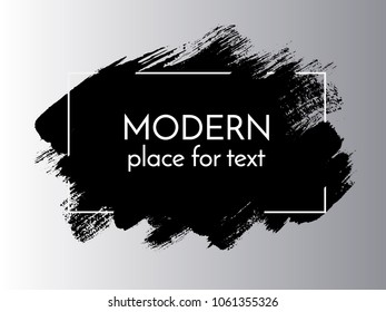 Black paint, ink brush strokes, brushes, lines. Dirty artistic design elements, boxes, frames for text