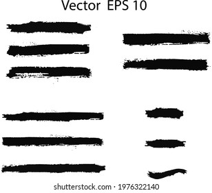 Black paint, ink brush strokes. Ink brush strokes bundle on transparent background. Brush strokes text boxes. Set of paintbrush set. 
