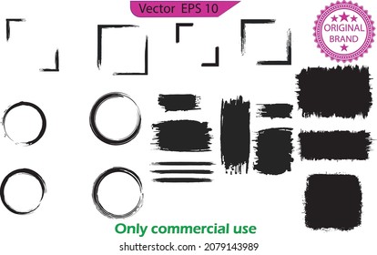 Black paint, ink brush strokes, brushes, lines set. Ink brush strokes bundle. Brush strokes text boxes. Vector paintbrush set. Grunge design elements. Original textures