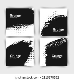 Black paint, ink brush strokes, brushes, lines, grungy. Set of Dirty artistic design elements, boxes, frames. Vector illustration Isolated on white. Freehand drawing
