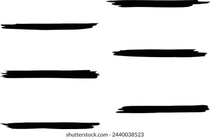 Peinture noire, coups de pinceau à l'encre. Brosse à encre dessine un paquet sur fond transparent. La brosse trace les zones de texte. Ensemble de pinceaux. Illustration manuscrite. 