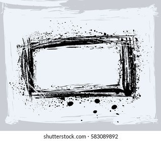 black paint, ink brush strokes, brushes, lines. Dirty artistic design elements, boxes, frames, Computer designed highly detailed grunge frame with space for your text or image. Great grunge layer 