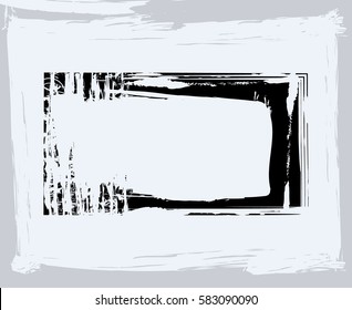 black paint, ink brush strokes, brushes, lines. Dirty artistic design elements, boxes, frames, Computer designed highly detailed grunge frame with space for your text or image. Great grunge layer 