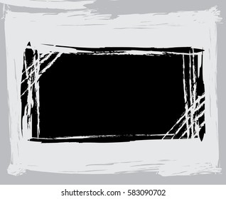 black paint, ink brush strokes, brushes, lines. Dirty artistic design elements, boxes, frames, Computer designed highly detailed grunge frame with space for your text or image. Great grunge layer