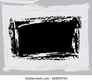 black paint, ink brush strokes, brushes, lines. Dirty artistic design elements, boxes, frames, Computer designed highly detailed grunge frame with space for your text or image. Great grunge layer