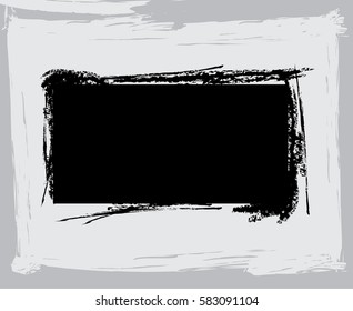 black paint, ink brush strokes, brushes, lines. Dirty artistic design elements, boxes, frames, Computer designed highly detailed grunge frame with space for your text or image. Great grunge layer