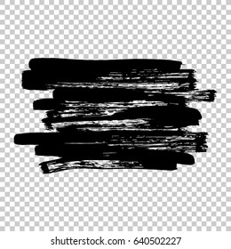 Black paint, ink brush strokes, brushes, lines. Dirty artistic design elements, boxes, frames for text