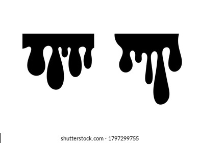 Black paint or ink drips. blots for graphic design