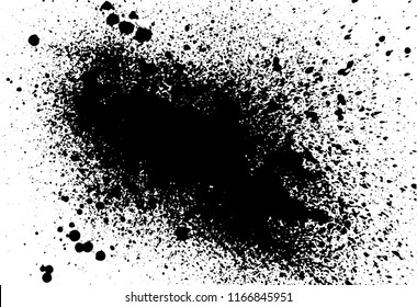 Black paint, ink splash, brushes ink droplets, blots. Black ink splatter background, isolated on white. Vector illustration.