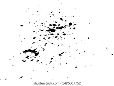 Black paint, ink splash, brushes ink droplets, blots. Black ink splatter background, isolated on white. Vector illustration