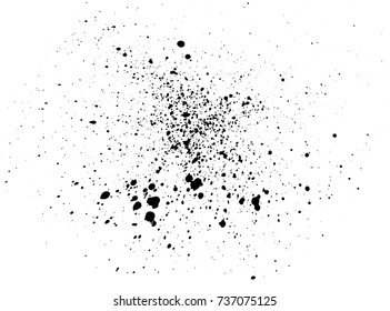 Black paint, ink splash, brushes ink droplets, blots. Black ink splatter background, isolated on white. Vector illustration