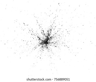 Black paint, ink splash, brushes ink droplets, blots. Black ink splatter background, isolated on white. Vector illustration.