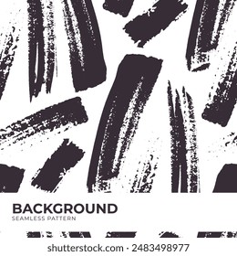 Black paint, ink strokes. Monochrome seamless pattern. Vector illustration. Abstract doodle pattern. Handwriting for backgrounds, packaging, textiles, wallpaper, notepads