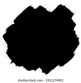 Pintura negra hecha con pinceladas y rodillos, aislada sobre fondo blanco.