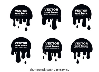Black paint oil dripping circle. abstract blob. Current drops.