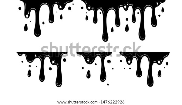 Black Paint Oil Dripping Graphic Elements Stock Vector (Royalty Free ...
