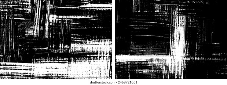Schwarze Farbe auf Leinwand Textur Hintergründe, moderne abstrakte Hintergrund-Designs gesetzt. Grobe strukturierte Pinselstriche, Malerei, Vektorgrafik-Kunstwerke
