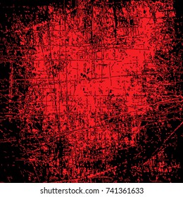 Black paint on red background. Blood pattern Halloween. Scratches of red and black in grunge texture. vector illustration