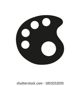 Black paint palette flat vector icon isolated on white background. 
