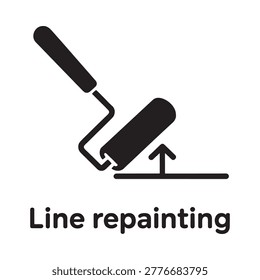 Black paint roller icon illustrating road or surface repainting