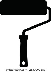 A black paint roller is isolated on a white background, commonly used for painting walls and surfaces.
