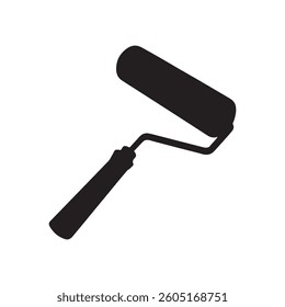 Black Paint roller silhouette vector illustration on white background