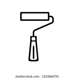 black paint roller with a white background