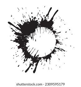 A black Paint splash. with a white background. Blot and blots of paint. Grunge style paint brush Paint splash. Isolate in white background. vector illustration. 