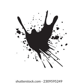 A black Paint splash. with a white background. Blot and blots of paint. Grunge style paint brush Paint splash. Isolate in white background. vector illustration. 