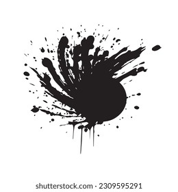 A black Paint splash. with a white background. Blot and blots of paint. Grunge style paint brush Paint splash. Isolate in white background. vector illustration. 